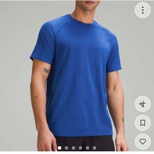 lululemon men’s Metal Vent Tech Short Sleeve Shirt Bright Blue sz XXL